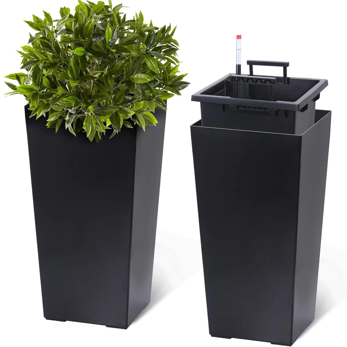 HobbyLane Indoor Outdoor Taper Planter With Shelf Insert Plastic