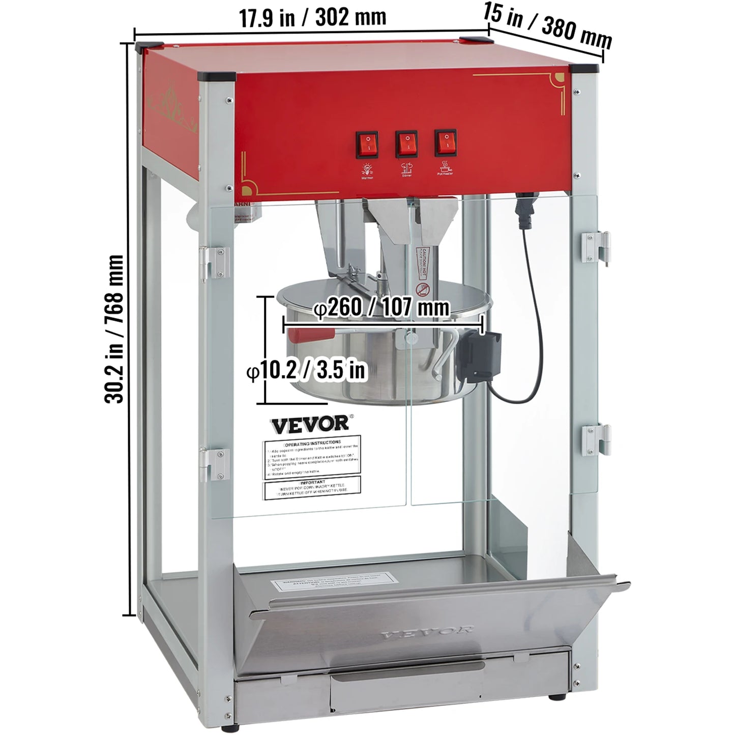 SucceBuy Automatic Electric Popcorn Maker Commercial Popper