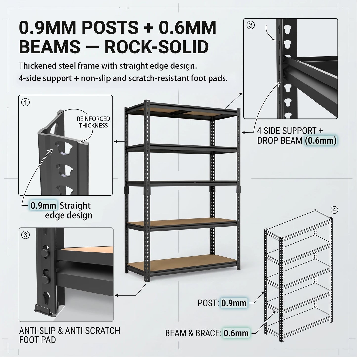 Heavy Duty Industrial Metal Storage Shelves With Adjustable Shelving Unit