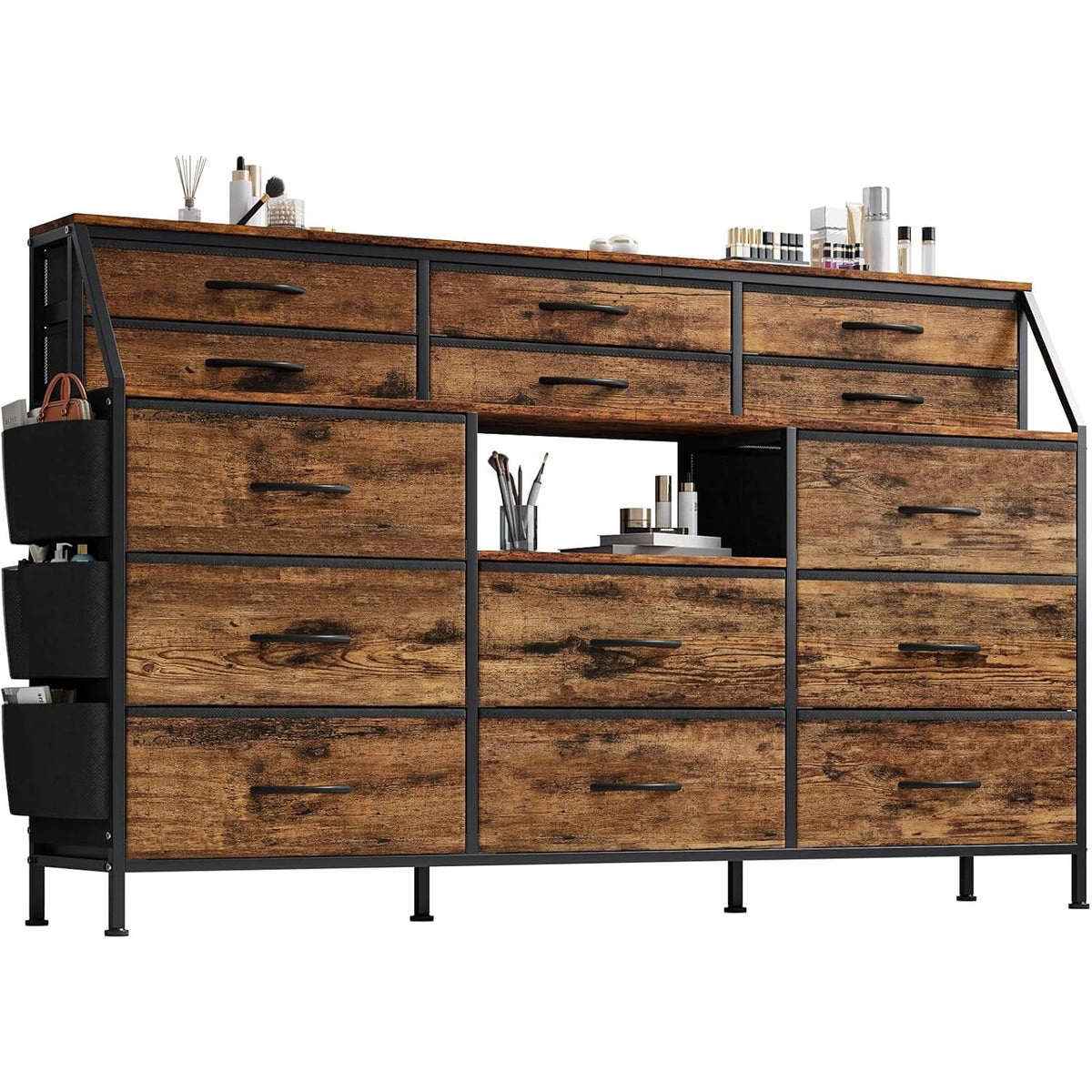 Twister CK 14 Drawer Fabric Storage Cabinet Wooden Top Metal Frame