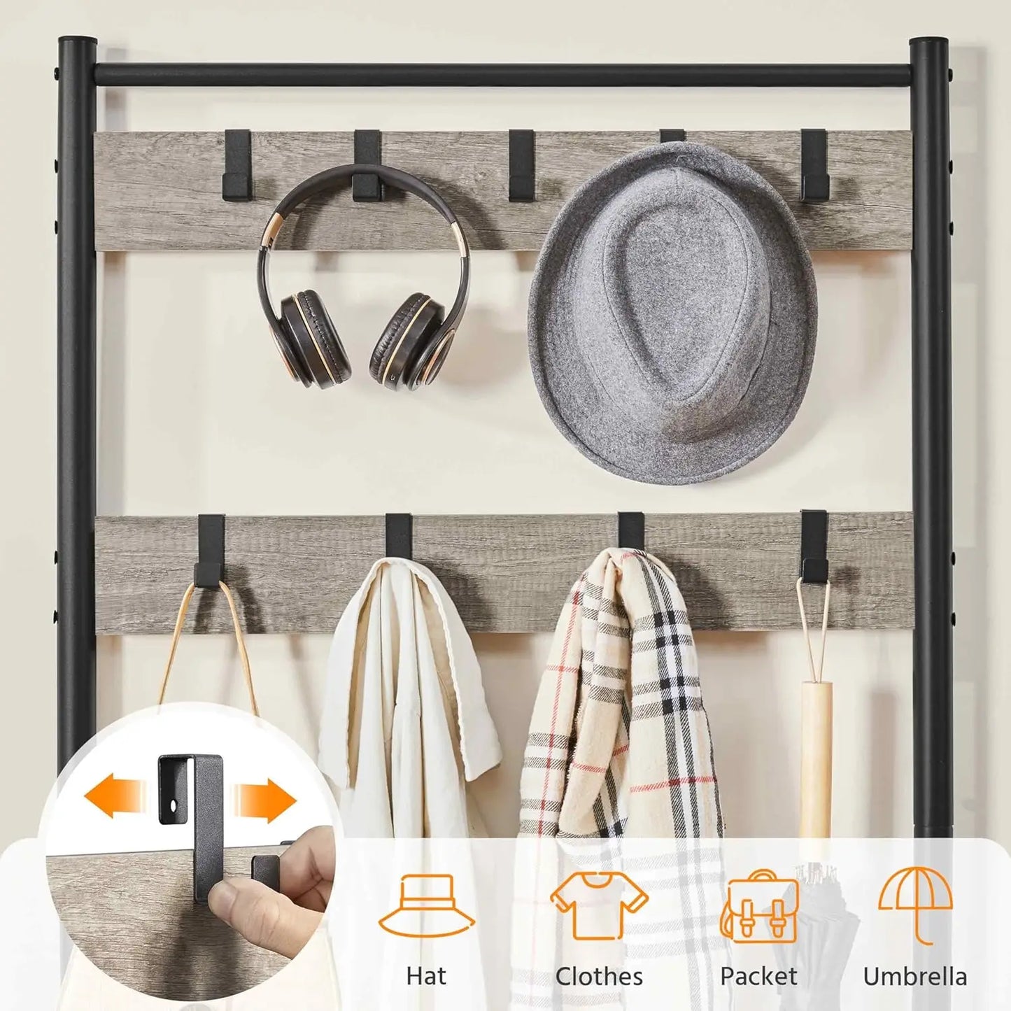XMSJ Hall Tree Coat Rack With Shoe Bench And Hooks