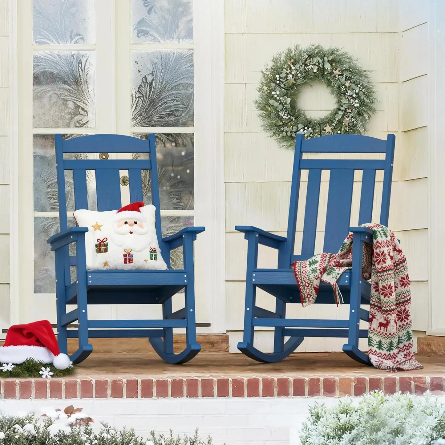 Outdoor Rocking Chairs Set of 2 Weather Resistant Plastic Rockers