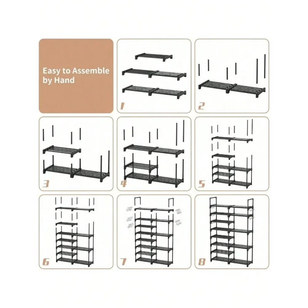 XMSJ 8-Tier Shoe Rack Organizer For Closet And Entryway