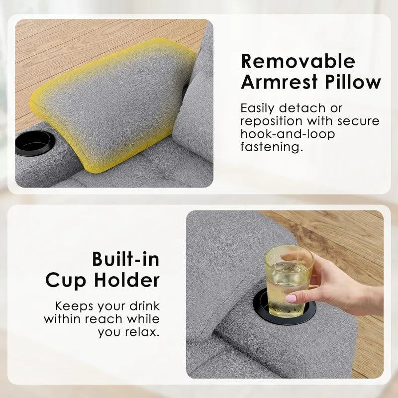 Convertible Sofa Bed With USB Charger And Cup Holders