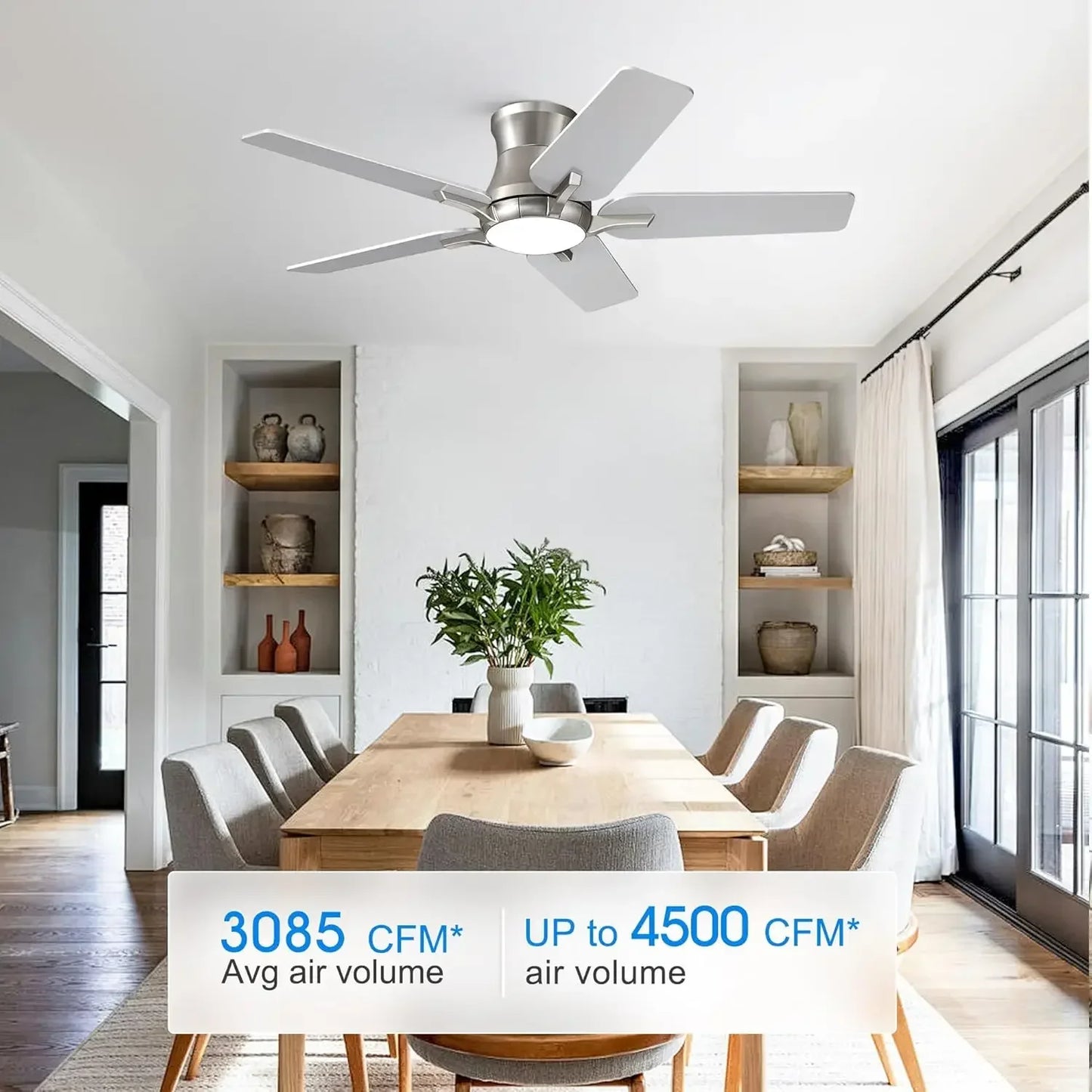 Ceiling Fan With Lights And Remote Brushed Nickel Flush Mount