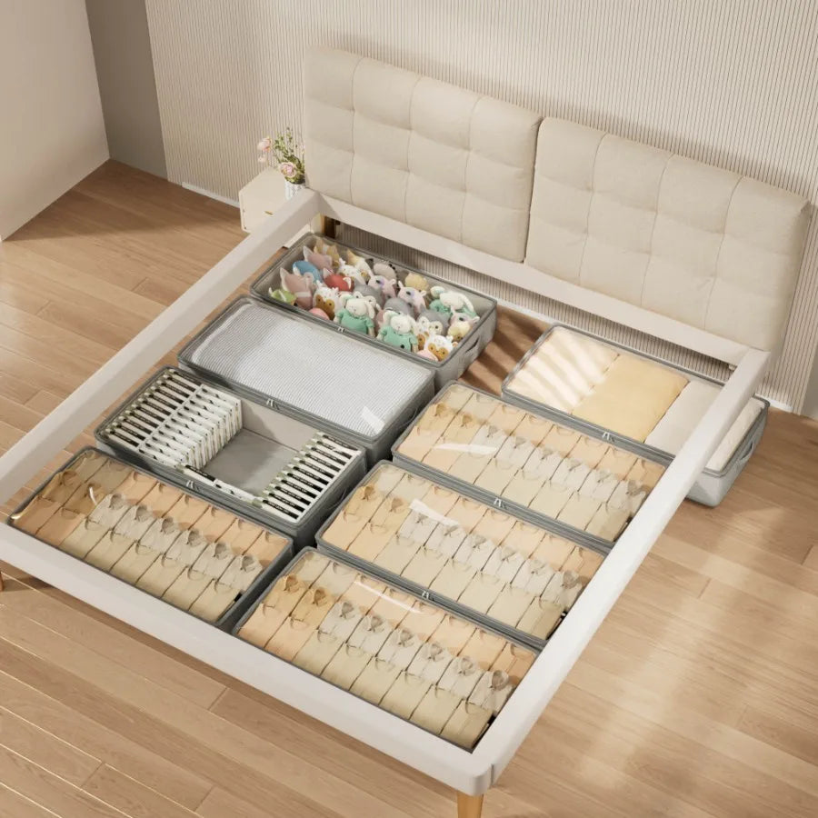 Under Bed Storage Containers Set Foldable Organizer Bins For Linen