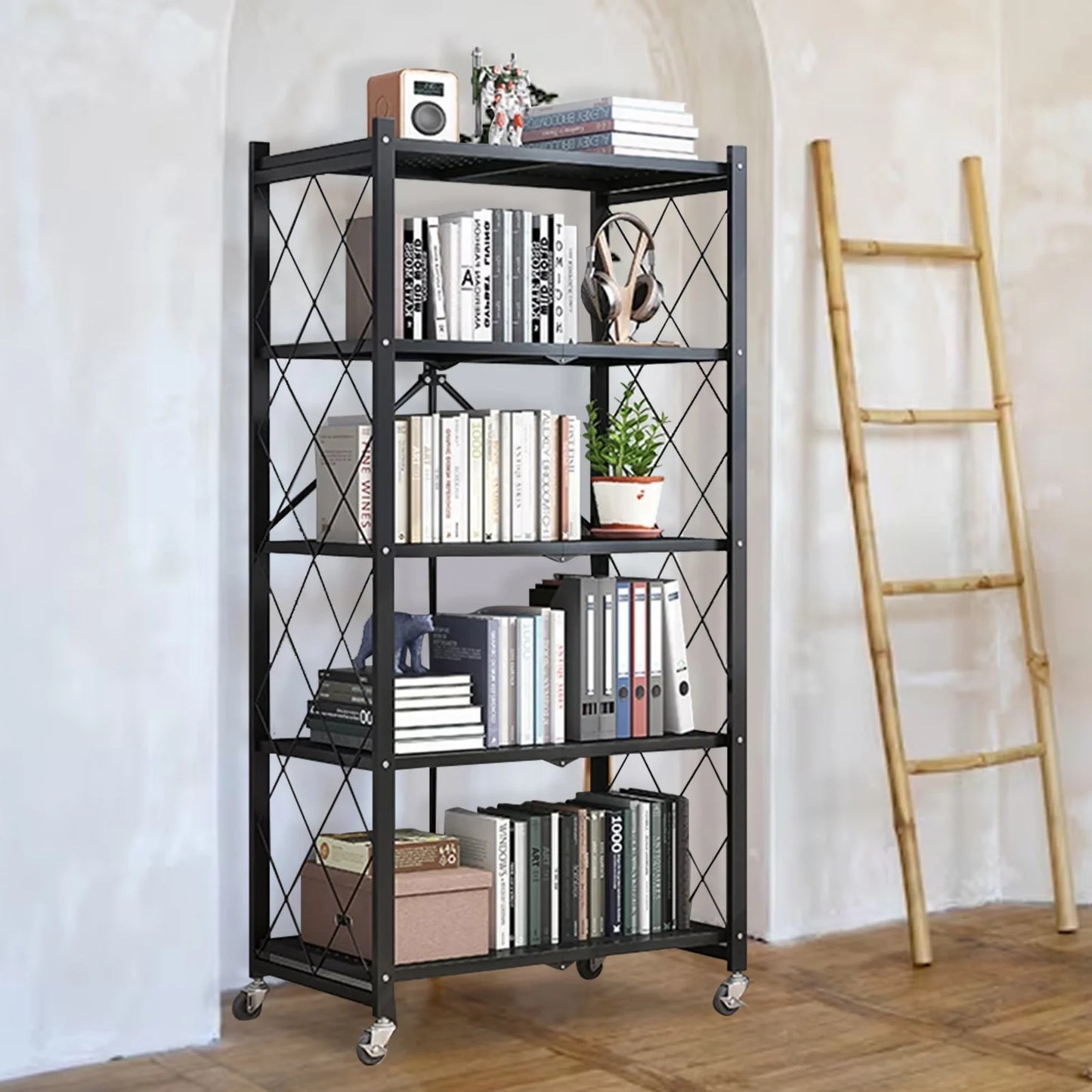 Five Tier Metal Storage Shelving Unit With Wheels Heavy Duty