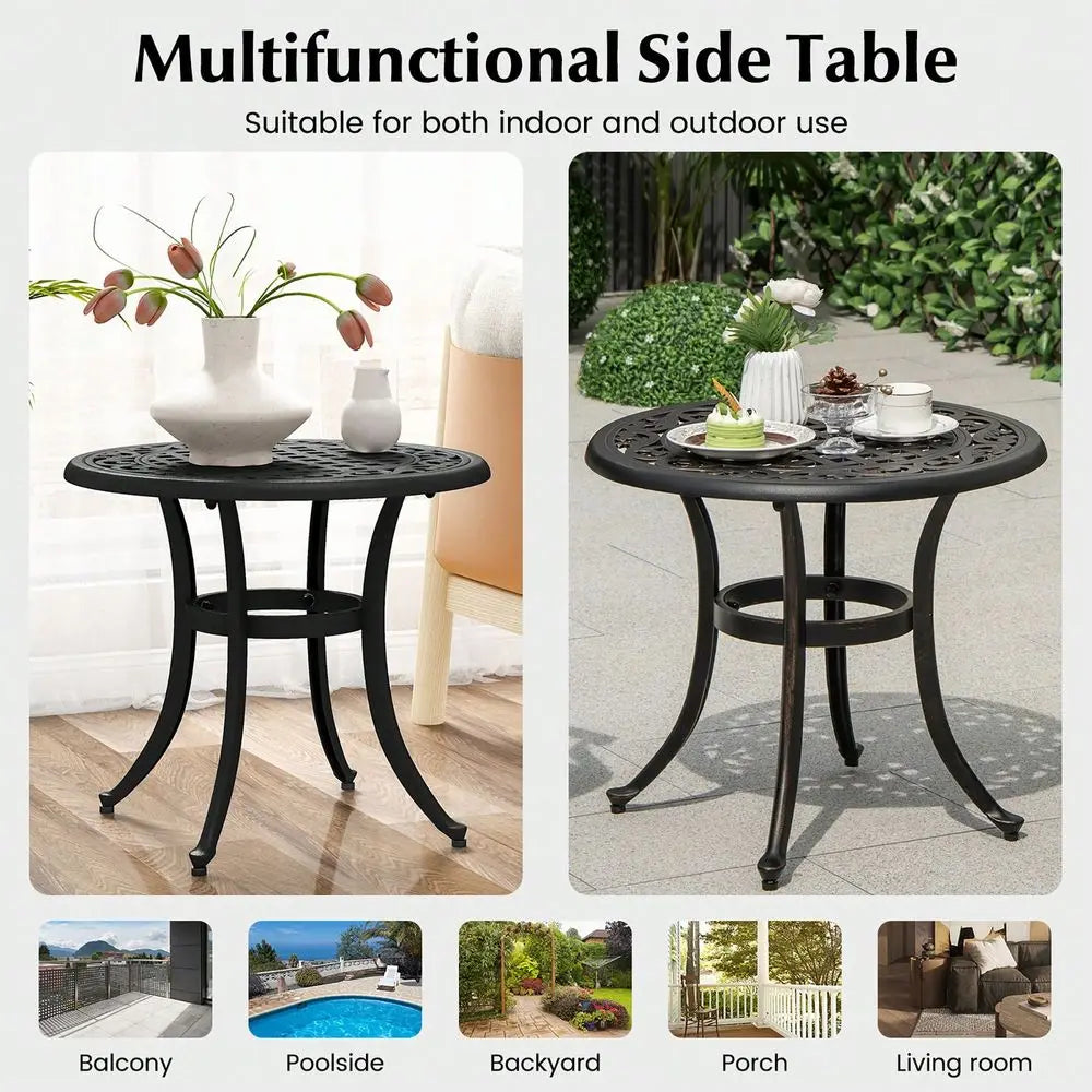 XMSJ Aluminum Patio Table Outdoor Round Side Table AntiRust