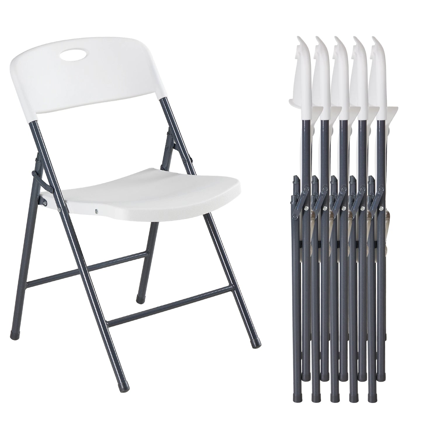 JHK Stackable Folding Chairs Plastic Ergonomic Back Heavy Duty Home