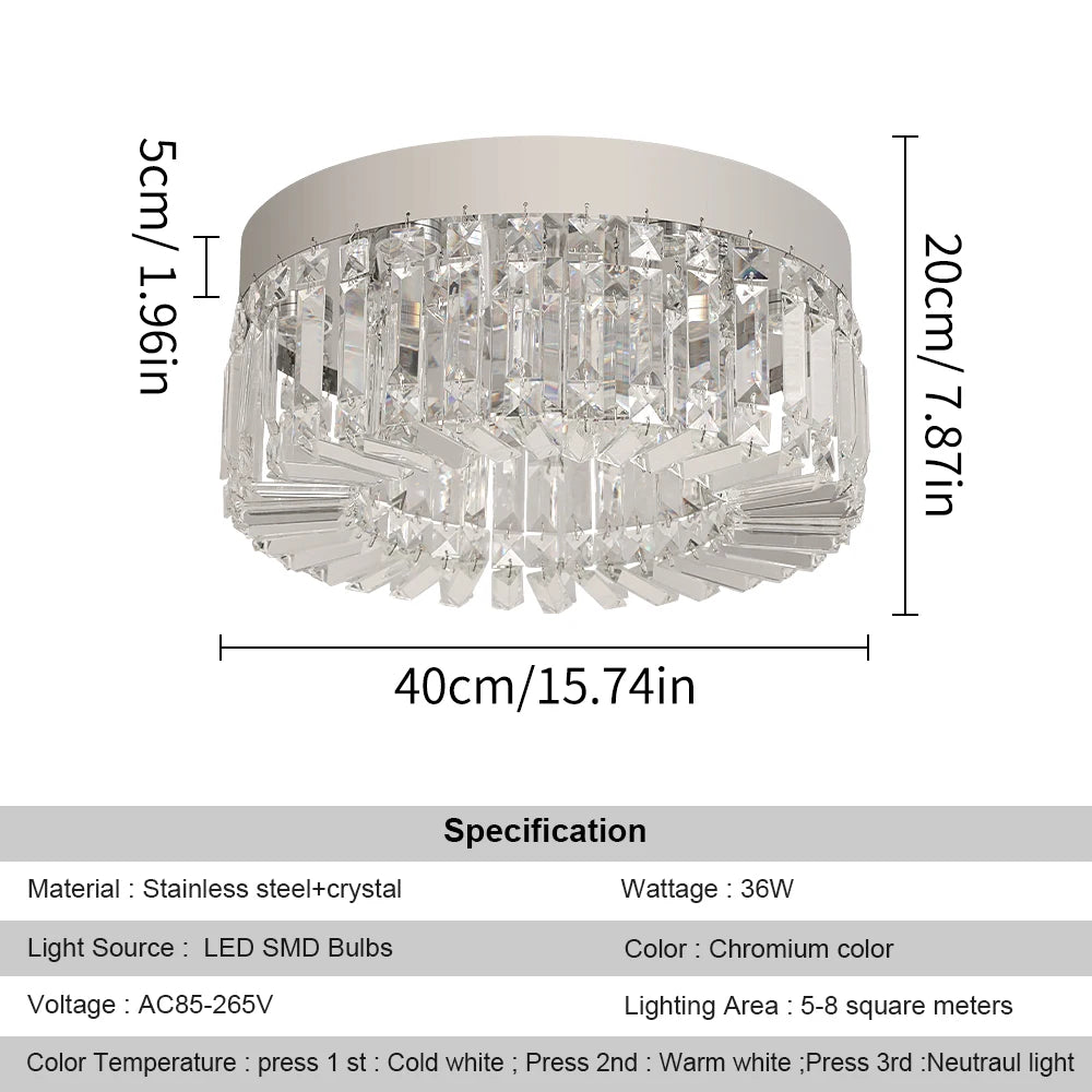 VETRULUS Crystal Ceiling Lamp for Living Room Modern Chandelier