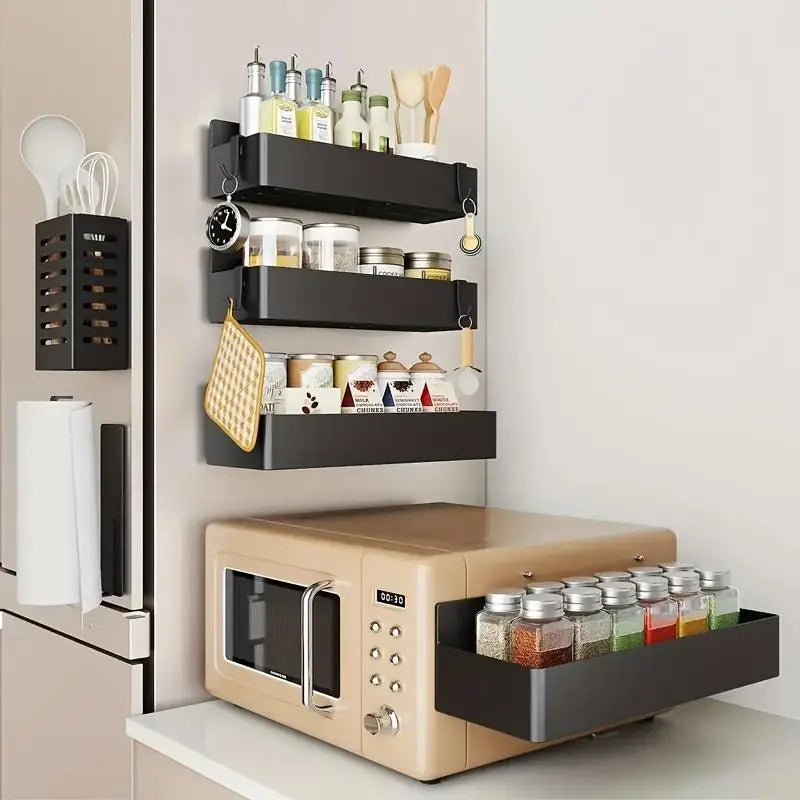 Magnetic Refrigerator Spice Rack Organizer Stainless Steel 4 Pack