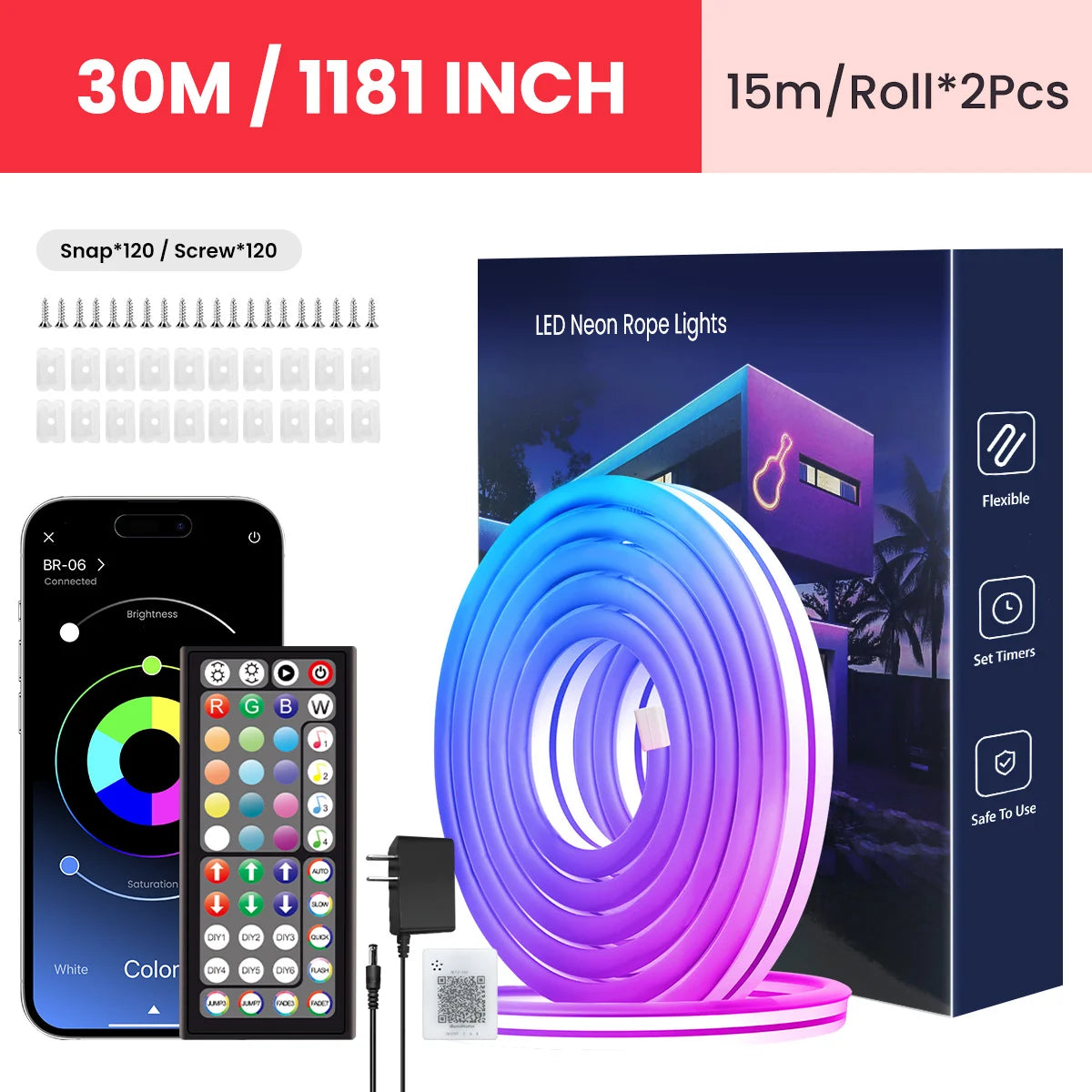 Aiopp Neon LED Rope Lights RGB Strip Remote App Control