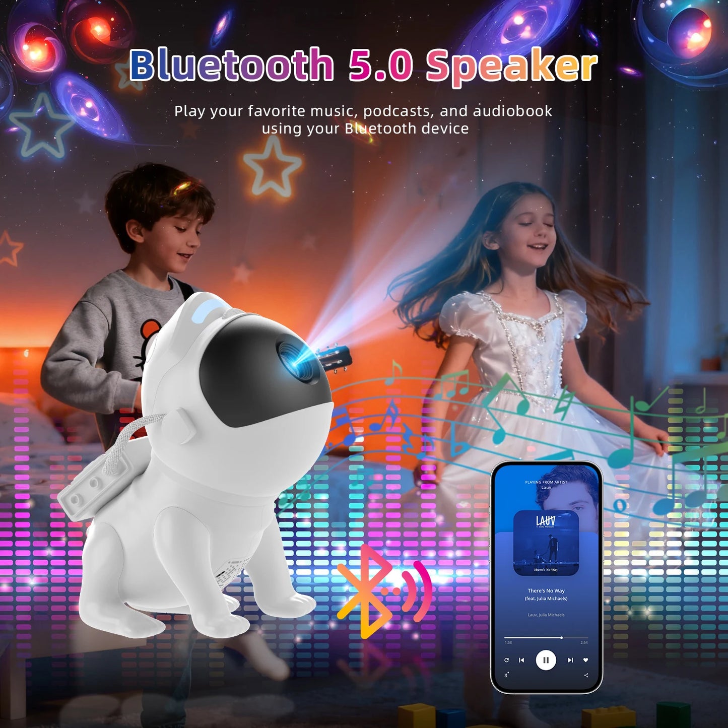 AUSYLE Star Projector Space Dog Night Light With Galaxy Discs