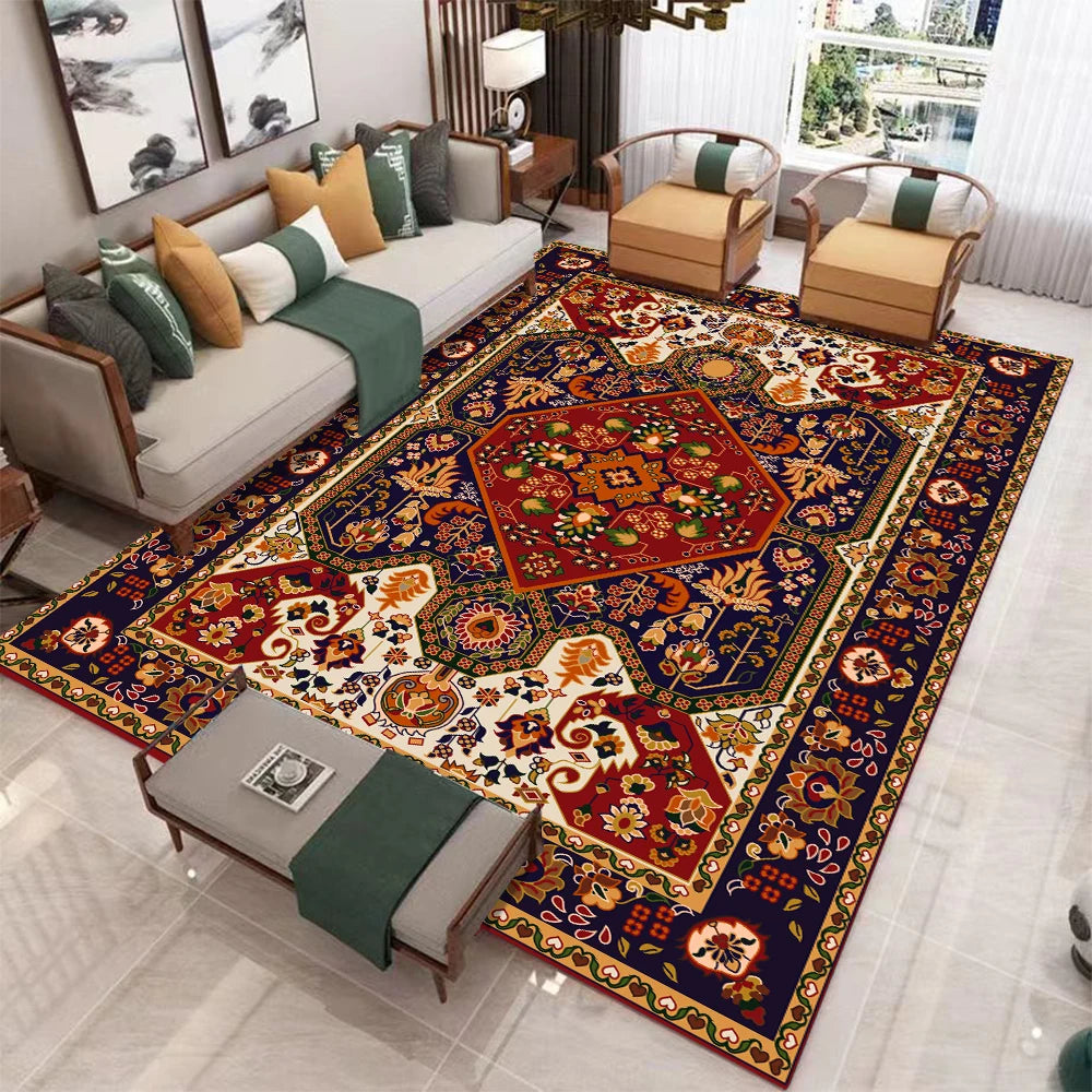 European Retro Living Room Carpet Non Slip Washable Mat