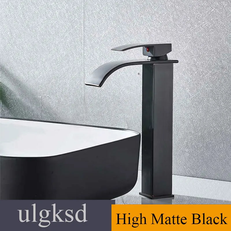 ulgksd Waterfall Bathroom Basin Sink Faucet Single Handle Hot And Cold Mixer