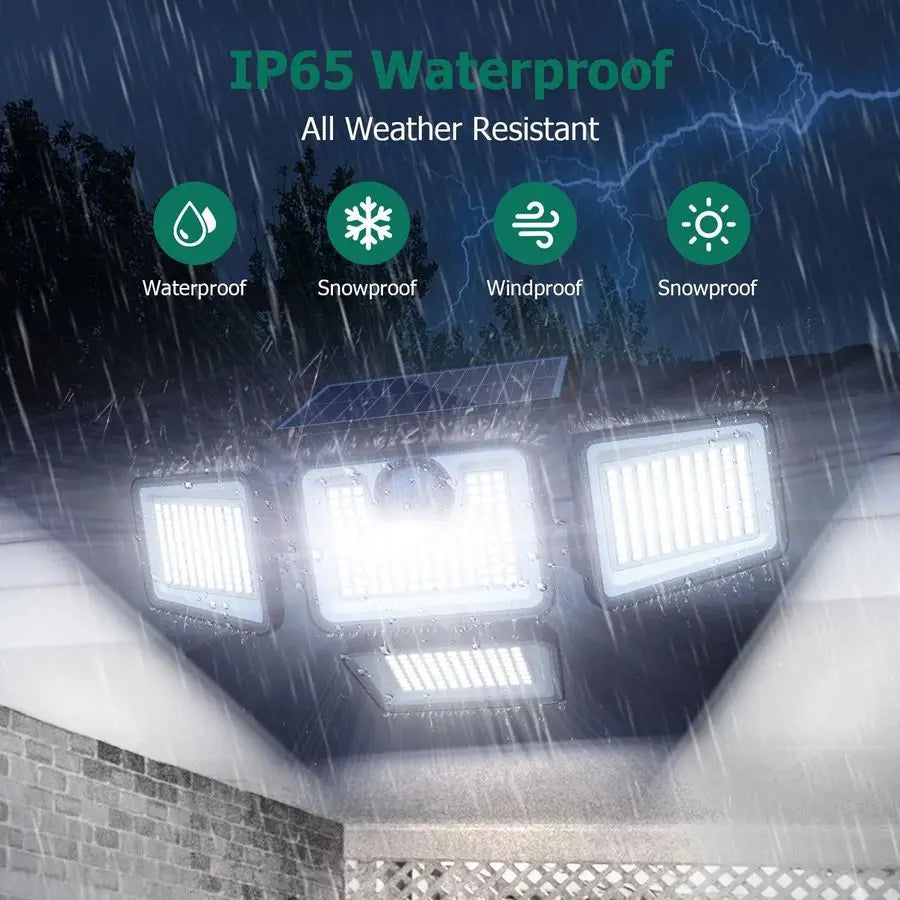XMSJ Solar Outdoor Lights Four Head Motion Sensor Wall Light