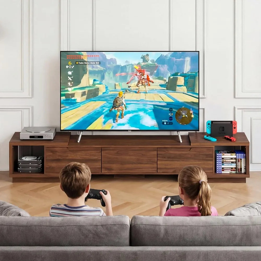 Extendable TV Stand for Large TVs Modern Entertainment Center With Storage