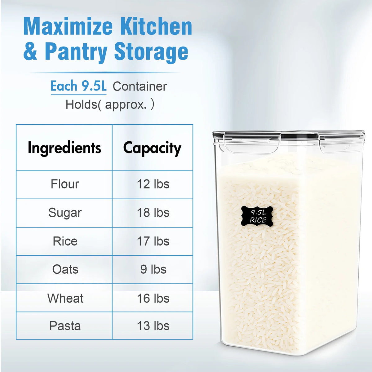 Airtight Food Storage Containers With Lids For Flour And Grains