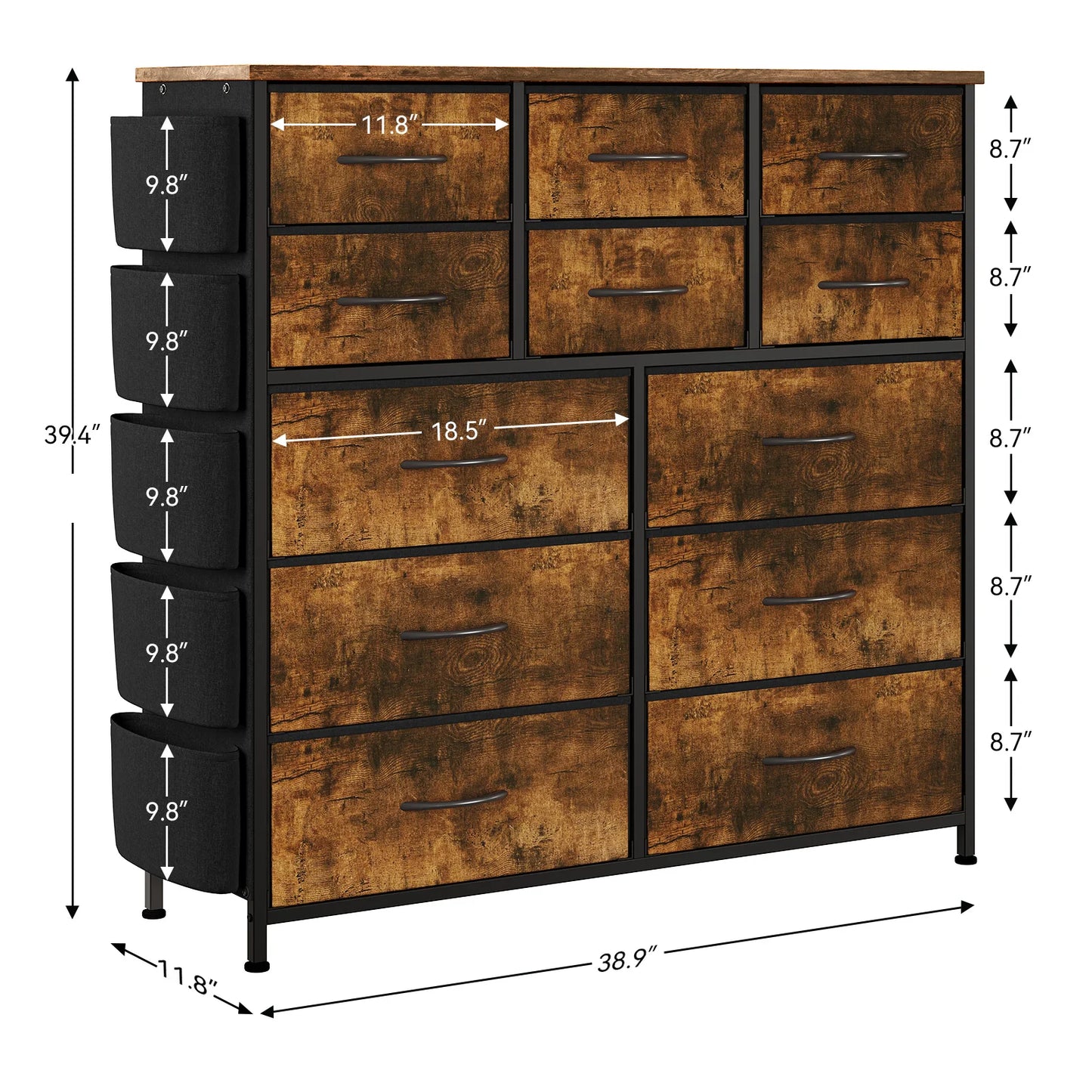 TWISTER.CK Fabric Dresser With Steel Frame And Drawers