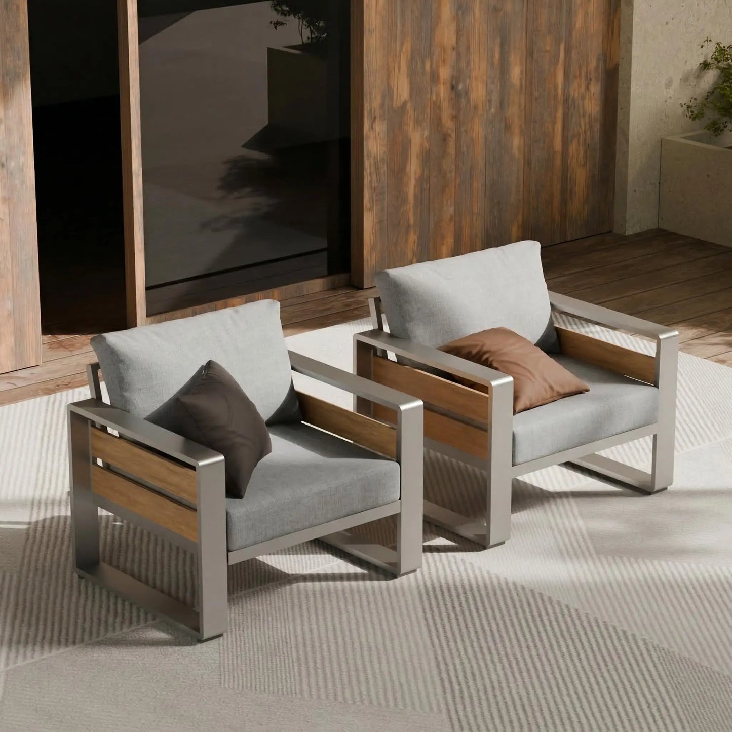 ZANDOR Aluminum Outdoor Patio Conversation Set 5 Piece Coffee Table
