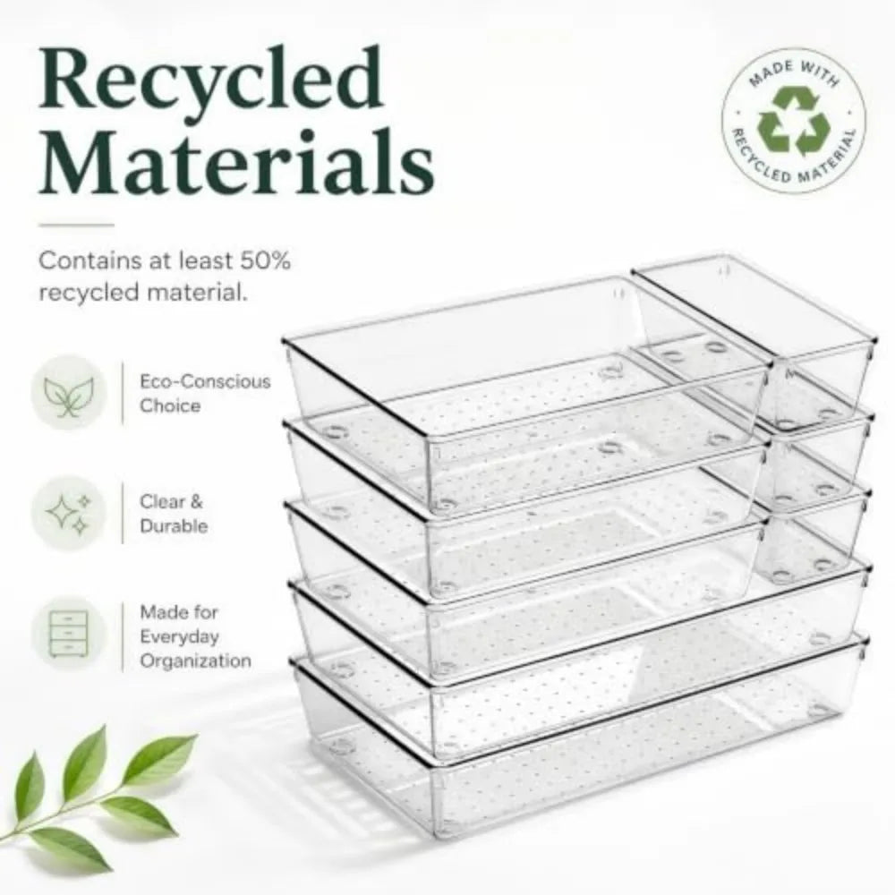 Acrylic Drawer Organizer Bins for Kitchen Bathroom and Office Storage