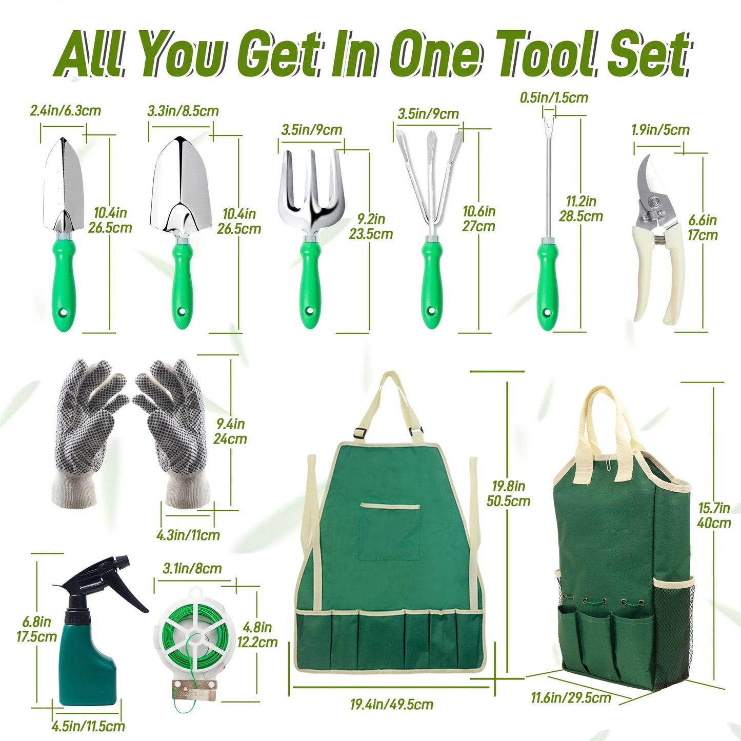 Garden Tool Set With Organizer Handbag For Digging And Pruning