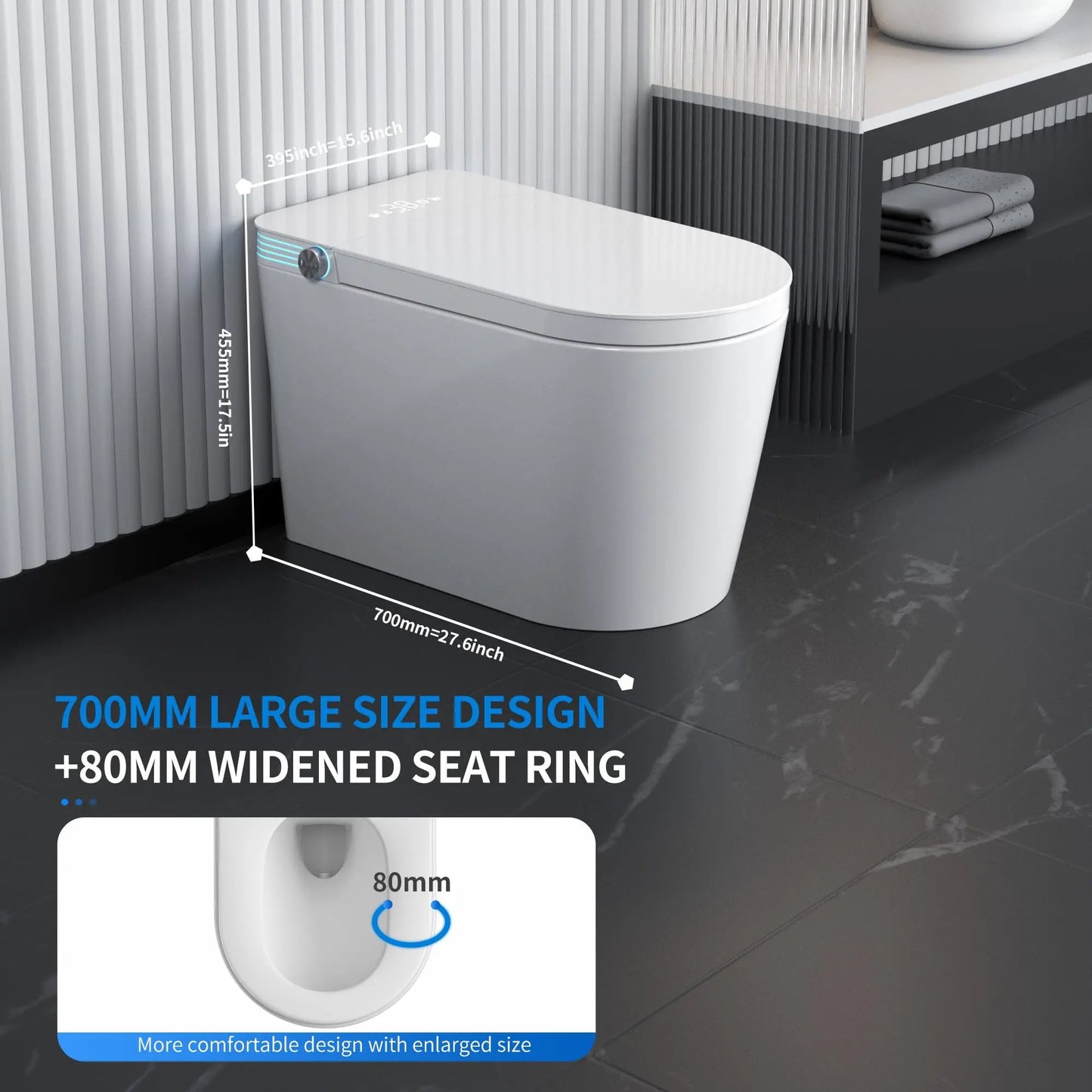 Smart Toilet With Built In Bidet And Heated Seat Control