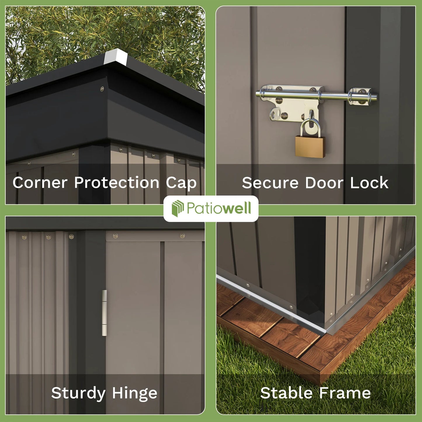 Victone Metal Outdoor Storage Shed With Sloped Roof Lockable Door