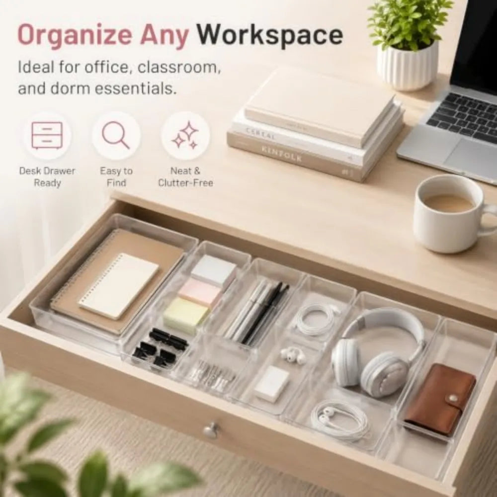 Acrylic Drawer Organizer Bins for Kitchen Bathroom and Office Storage