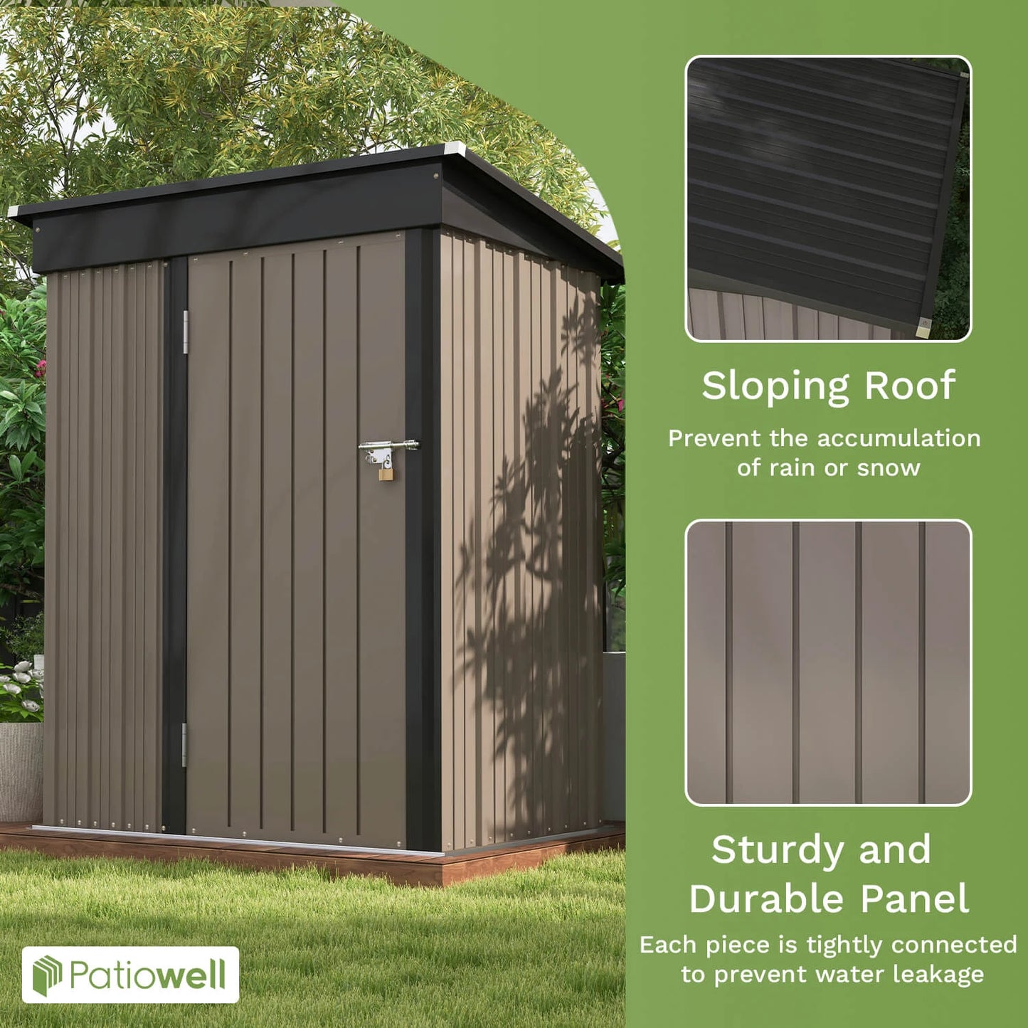 Victone Metal Outdoor Storage Shed With Sloped Roof Lockable Door