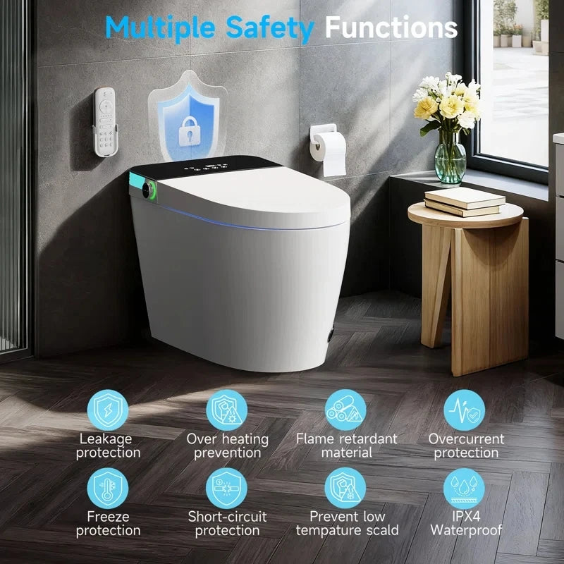 Smart Toilet With Tankless Bidet Wash And Auto Open Lid