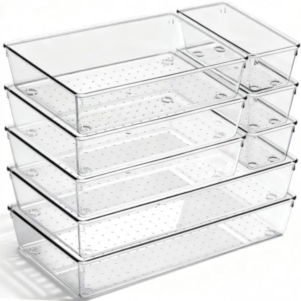 Acrylic Drawer Organizer Bins for Kitchen Bathroom and Office Storage