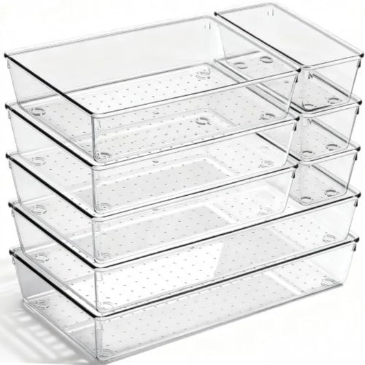 Acrylic Drawer Organizer Bins for Kitchen Bathroom and Office Storage