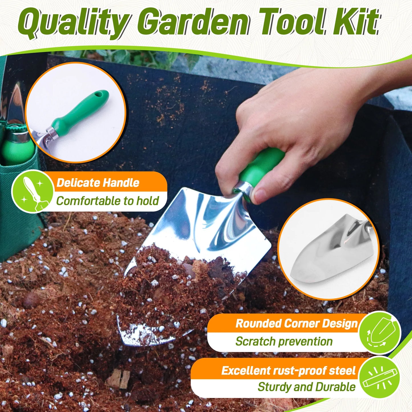 Garden Tool Set With Organizer Handbag For Digging And Pruning