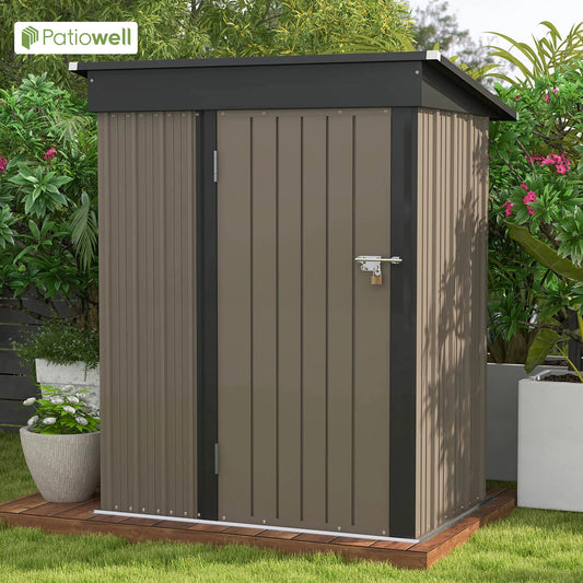 Victone Metal Outdoor Storage Shed With Sloped Roof Lockable Door