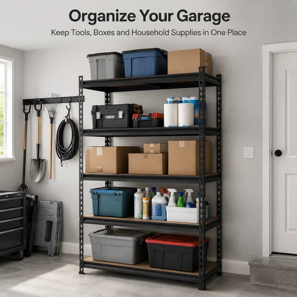 Heavy Duty Metal Adjustable Storage Shelving Rack With MDF Boards