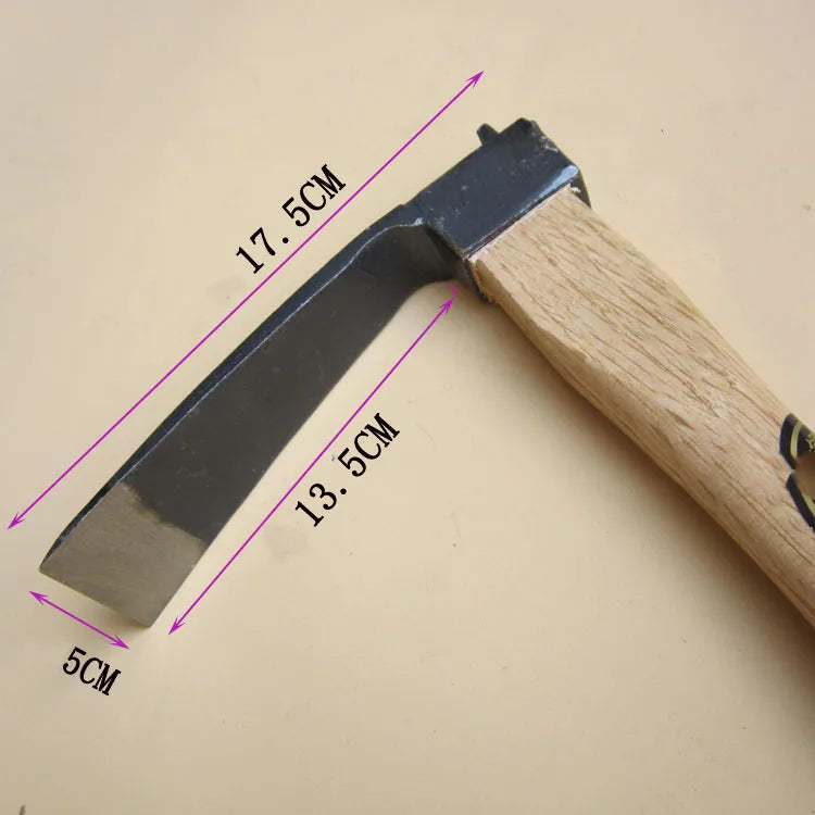 Forged Small Hoe With Bamboo Handle Carbon Steel Garden Tool