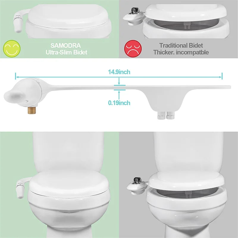 SAMODRA Ultra-Slim Bidet Seat Attachment With Adjustable Water Pressure