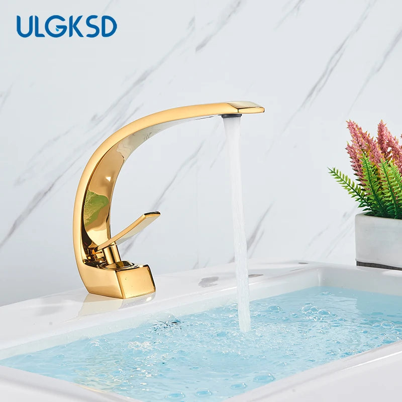 Ulgksd Deck Mounted Basin Faucet Single Handle Hot Cold Water