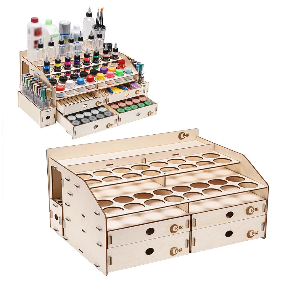 Wood Paint Rack With Marker Pen Storage Pull Out Organizer
