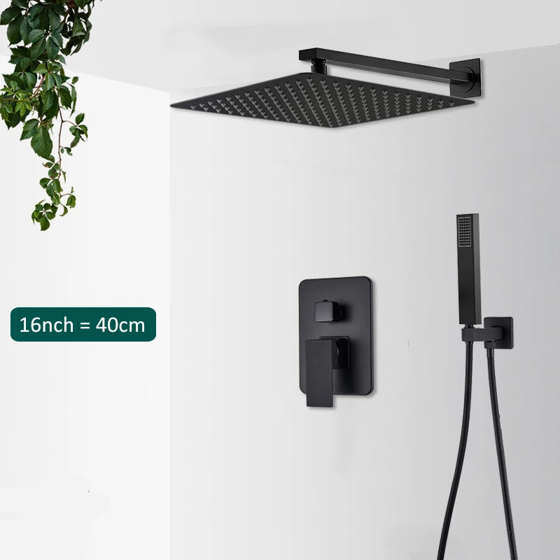 Quyanre Concealed Shower System With Tub Spout Rainfall Faucet
