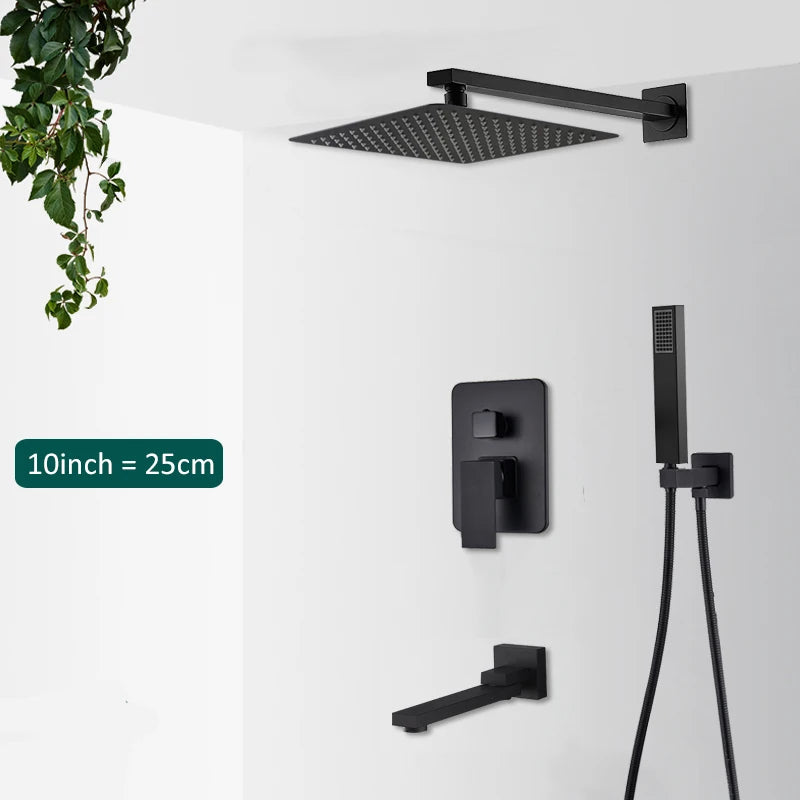 Quyanre Concealed Shower System With Tub Spout Rainfall Faucet