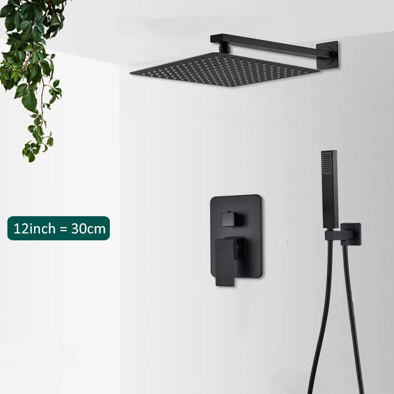 Quyanre Concealed Shower System With Tub Spout Rainfall Faucet
