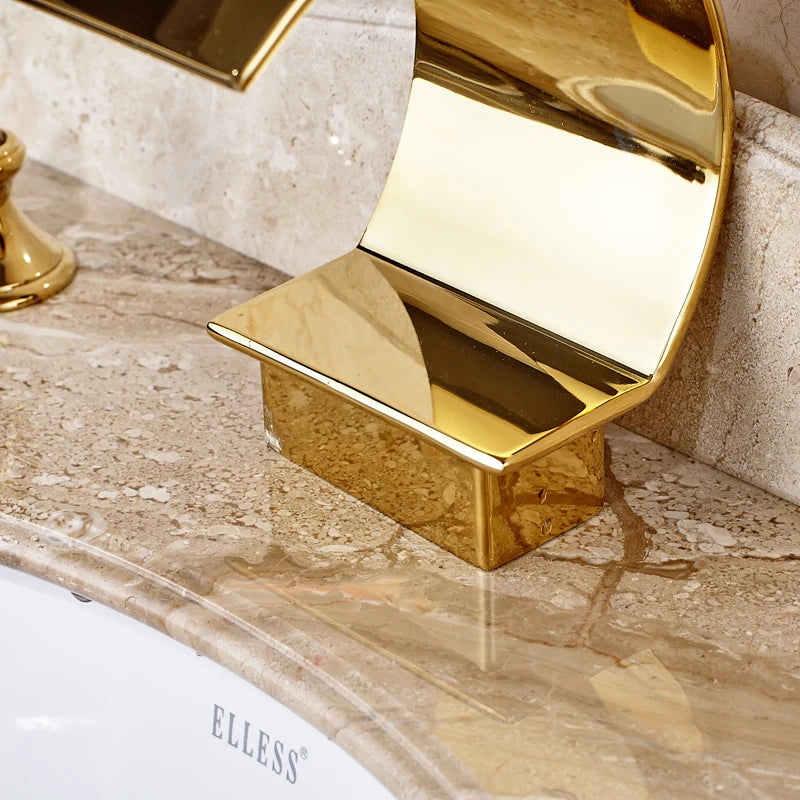Dfrkjhre Basin Faucet Deck Mounted Waterfall Crystal Handle