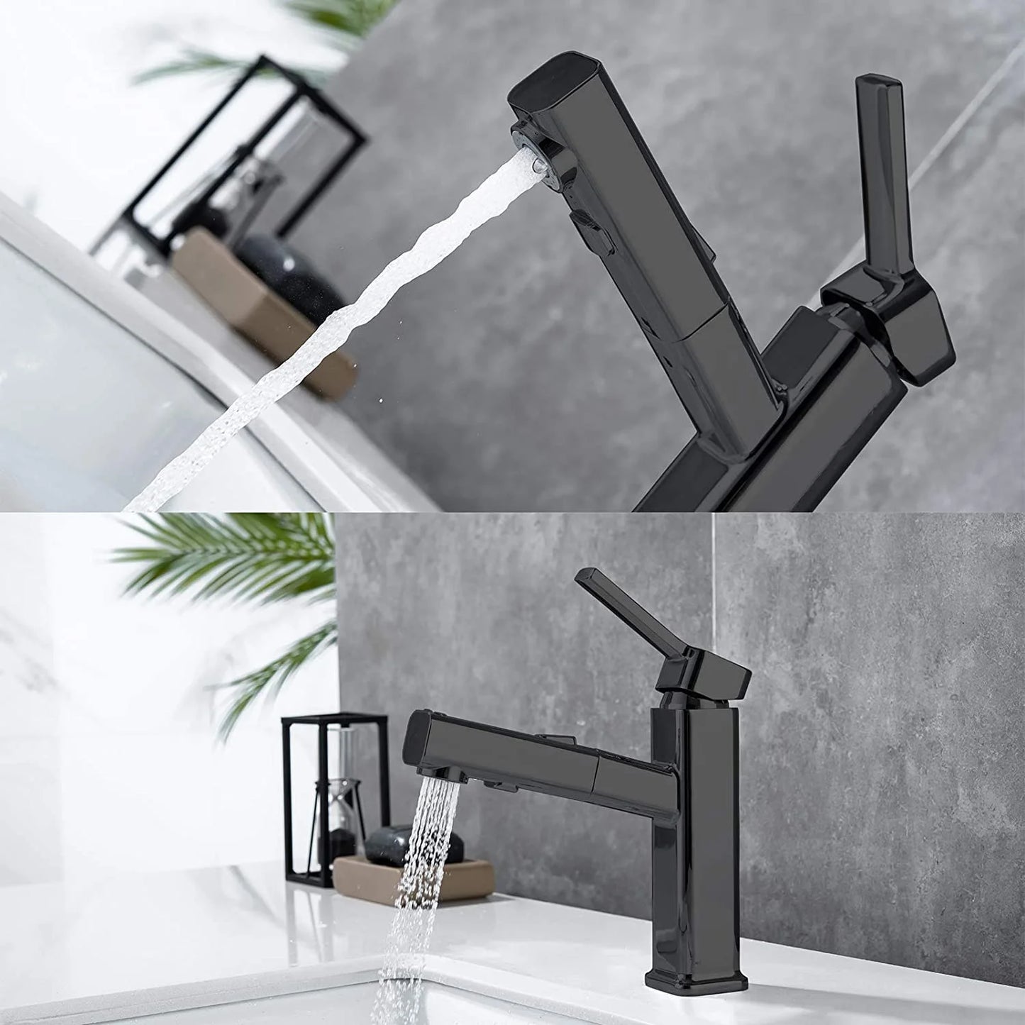 DQOK Pull Out Bathroom Basin Faucet Brass Modern Mixer