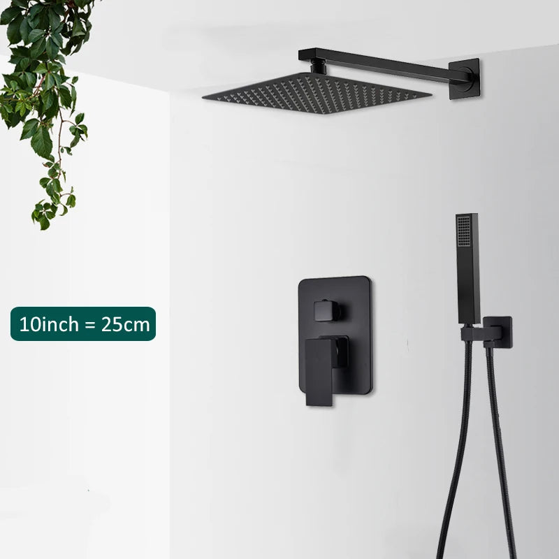 Quyanre Concealed Shower System With Tub Spout Rainfall Faucet