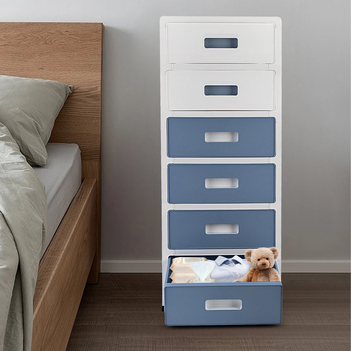 Bymaocar Six Drawer Plastic Storage Tower Organizer for Home Furniture