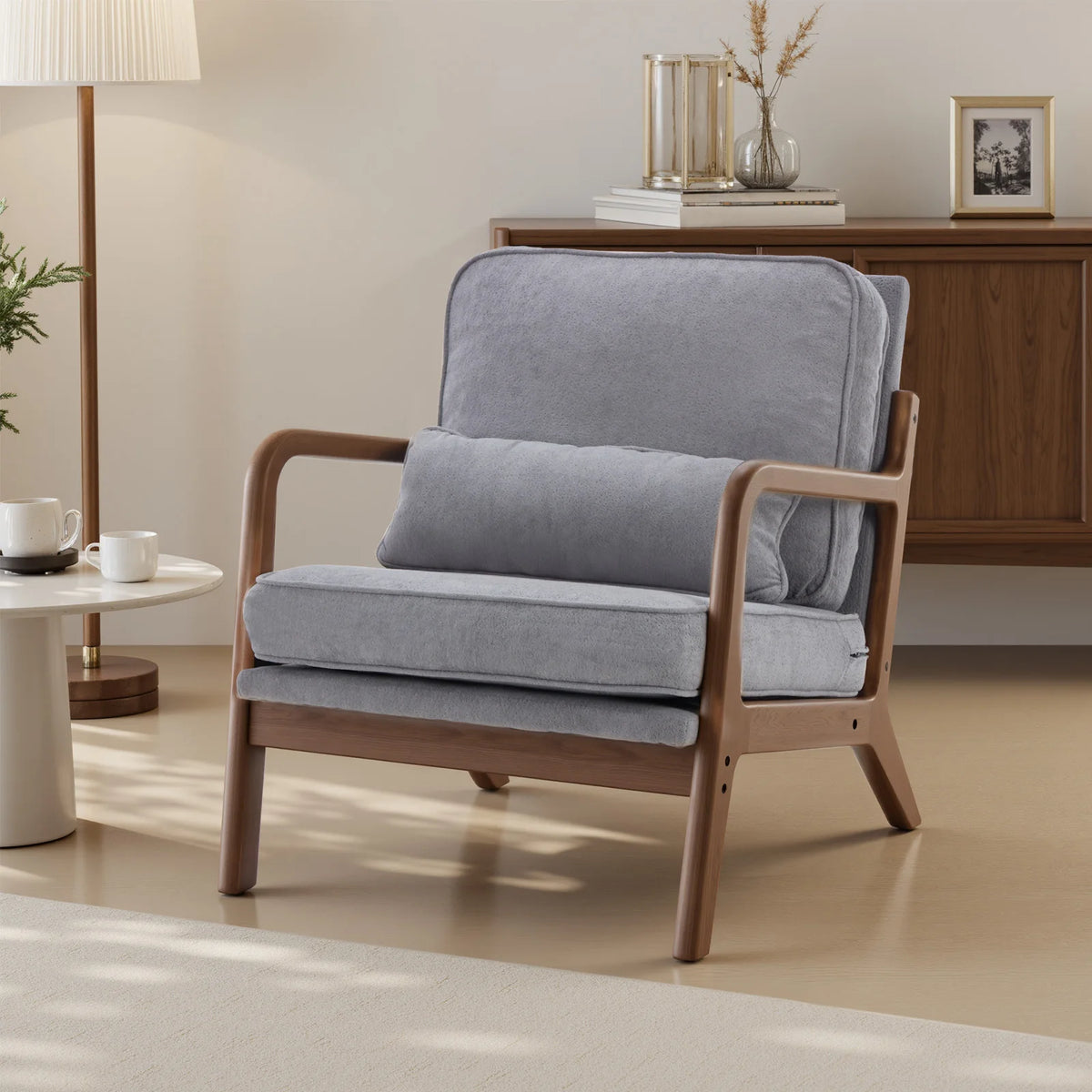 JHK Modern Mid Century Accent Chair With Arms And Cushion