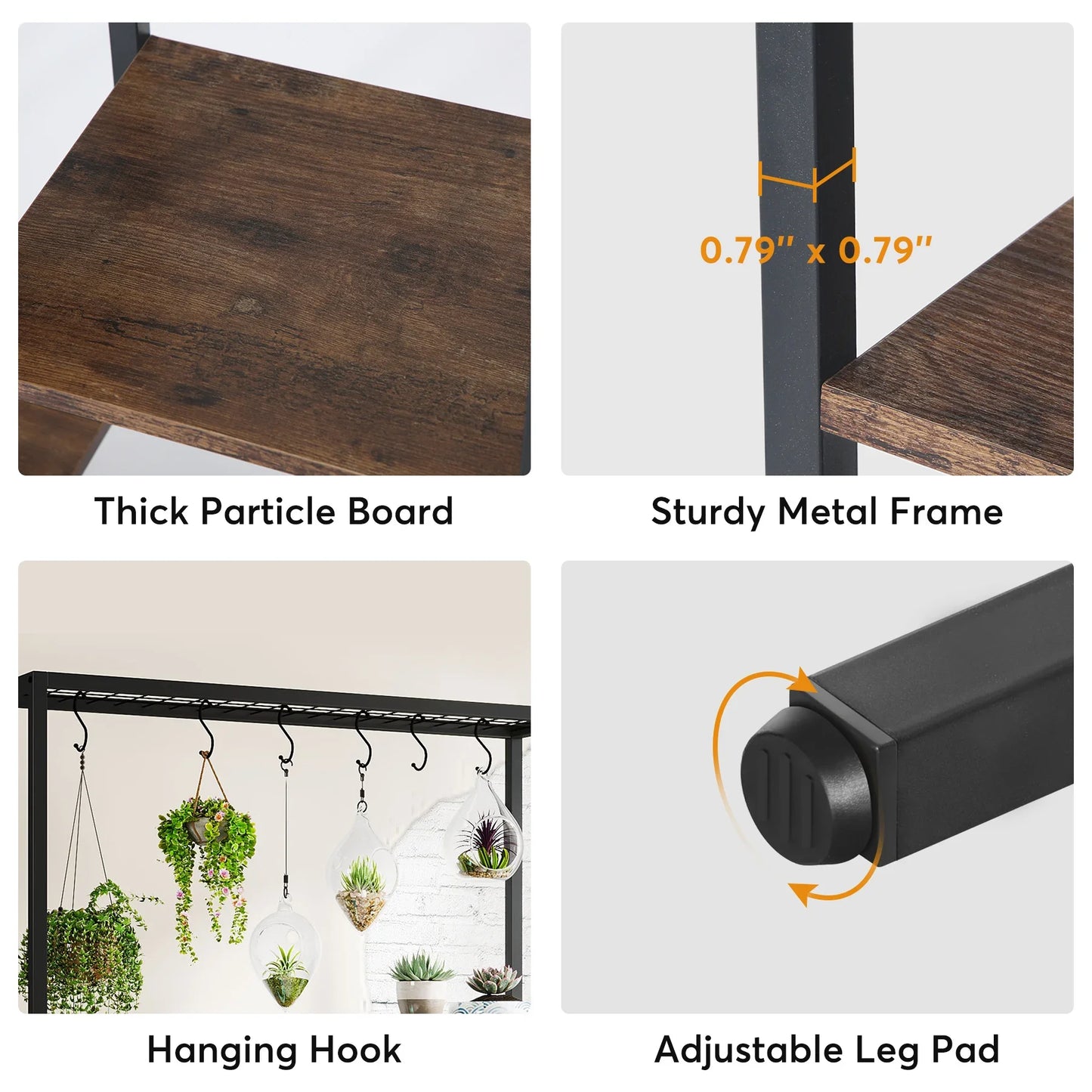 Tribesigns 5 Tier Tall Indoor Plant Stand With Hanging Hooks
