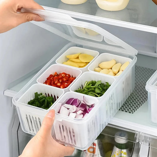 Refrigerator Fresh Keeping Box Drain Basket For Garlic Onion Ginger